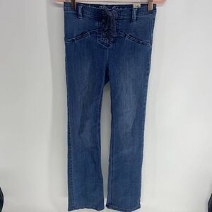 Free People Eva Jeans Medium Wash Penny Lane Boot Cut Lace up low rise women 25